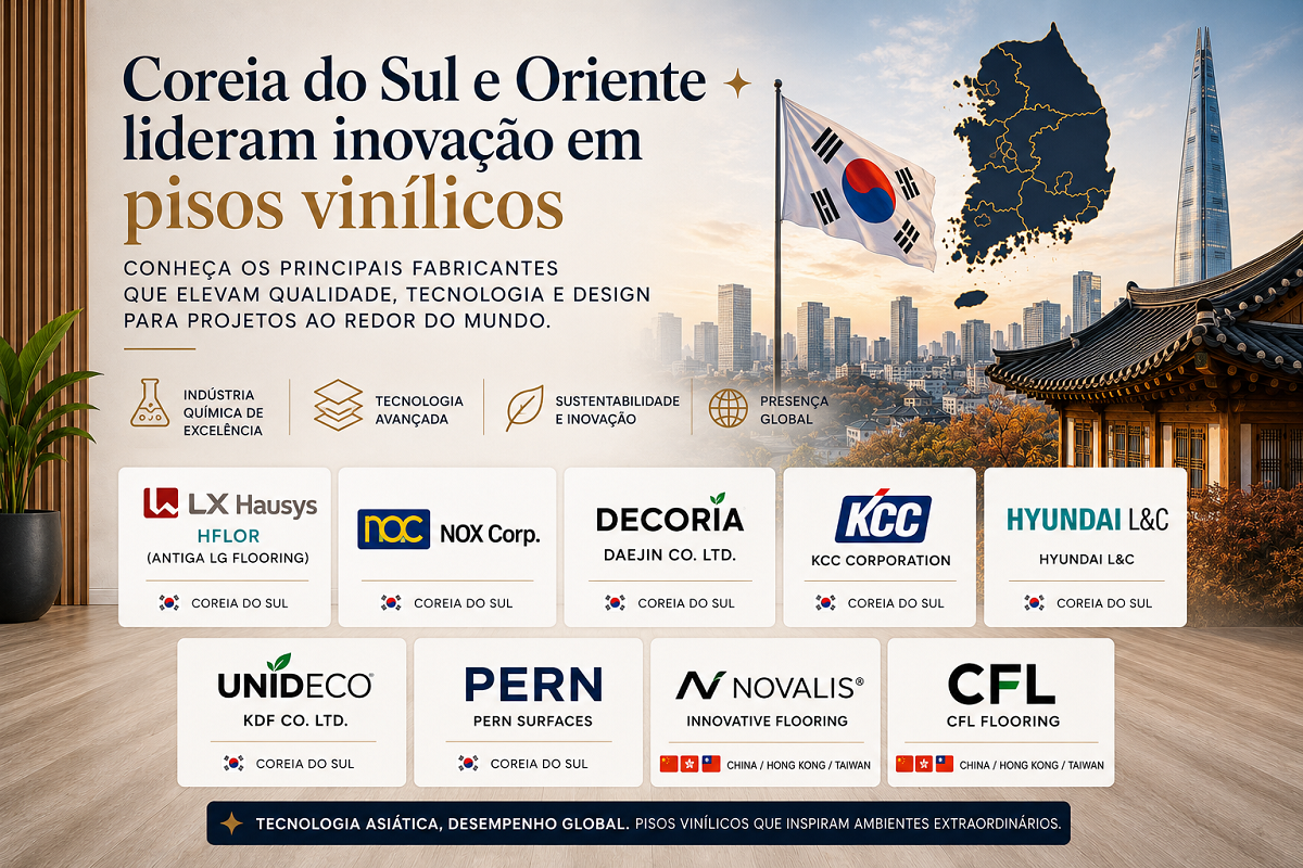 Principais fabricantes coreanos de piso vinílico: tecnologia asiática que conquistou o mercado global