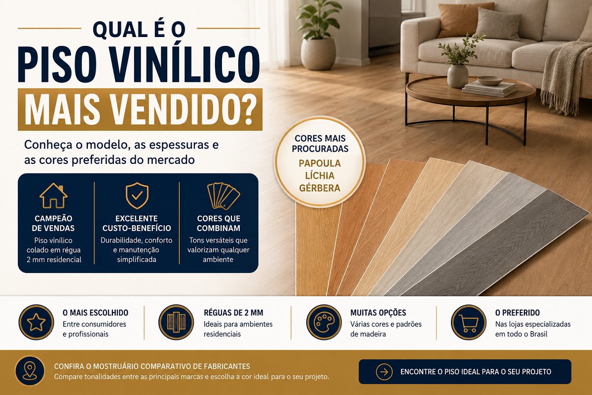 Qual é o Piso Vinílico Mais Vendido? Conheça os Modelos, Espessuras e Cores Preferidas do Mercado